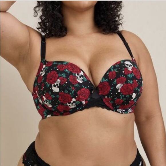 torrid Other - Torrid Black Skull Roses Bra Push Up T-Shirt Bra Underwire Size 44B